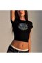 Black Black Overfit Slim Crop Baby Tee Lycra Combed Cotton
