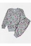 Girl's Cotton Gray Color Heart Hat Patterned Long Sleeve Seasonal Pajama Set - 2