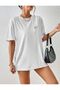 Women's White Daisy Printed Oversize