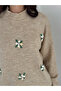 Floral Patterned Turtleneck Sweater - 6