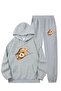 Bear Printed Unisex Women/Men Hoodie Oversize Bottom/Up Tracksuit Set