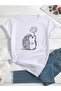 Women's White Hedgehog Printed Oversize