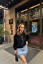 Women's Black Stylish Pearl Buttoned Soft Knitwear Cardigan - 2