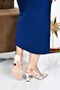 Black Thin Heeled Cross Strap Women's Shoes - 6