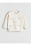Ecru Butterfly Embroidered Girl's Sweatshirt