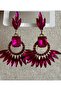 High Quality Big-Long Crystal Stone Fuchsia Pink Drop Earrings - 2