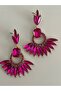 High Quality Big-Long Crystal Stone Fuchsia Pink Drop Earrings - 3
