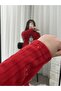 Speckled Patterned Red Fleece Pajama Set - 5