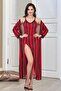 Red black nightgown dressing gown set - 2