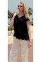 Women’s Black Cotton Eyelet Embroidered Top – Chic Summer Blouse