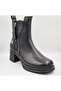 D25Kb-8565 Black Genuine Leather Thick Heeled (5cm) Thermal Lining Zippered Women's Boots - 2