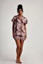 Satin Shirt Shorts Pajama Set - Lace Sleeves, Korean Silk Texture - 5
