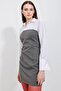 Bdart Shirt Collar and Bow Detail Color Block Mini Dress - 3