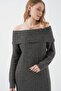 Bdart Plus Size Ribbed Knitted Midi Dress Madonna Neckline - 3