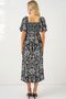 Bdart Floral Midi Dress with Square Neckline and Slit - 6