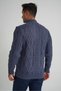 Men's Indigo Pocket Zippered Walking Hair Braided Wool Cardigan Trist-5355 - 4