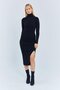 6889 Women's Fisherman Slit Long Knitwear Dress Black - 2