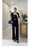Gita Black Belted Cut Straight Leg Jeans
