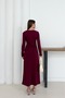 Women's Burgundy Modal Fabric Long Dress with Side Tie Detail - 7