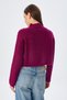 6855 Women's Stand Collar Hair Braided Knitwear Sweater Purple - 7