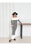 Women's Ecru Madonna Boat Neck Flexible Midi Length Knitwear Dress