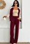 Women's Paneled Mandarin Collar Detailed Zip-Up Sporty Chic Modal Set - 7