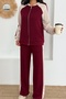 Women's Paneled Mandarin Collar Detailed Zip-Up Sporty Chic Modal Set - 6