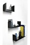 3-Piece Black Floating Wall Shelves – Wall-Mounted Storage for Books, Decor & Accessories - 4