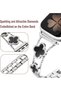 Apple Watch 38mm 40mm 41mm 42mm | Sparkle Diamond Cute 4 Leaf Clover Dressy Metal Band | Silver & Black - 2