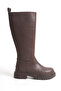 Stride Brown Leather Thick Sole Side Zipper Women's Boots - 6