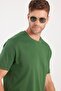 Unisex Relax Fit Comfortable Cut 100% Cotton Soft Textured Lightweight Thick Dark Green Crew Neck T-Shirt - 2