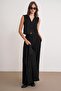 4743 Women's V-Neck Buttoned Bodycon Vest Black - 2