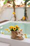 4-Piece Sunflower Table Lamp - Bottom Rattan & Organizer & Vase & Sunflower Set - 5