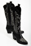 Women's Western Cowboy Embossed Double Color Embroidery Detailed Long Boots - 4