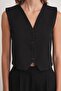 4743 Women's V-Neck Buttoned Bodycon Vest Black - 5