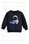 Dinosaur and Astronaut Printed 3-Pack Unisex Grey-Navy Blue-Sax Blue Children's Sweatshirt - 2