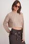 6863 Women's Hair Braided Crop Sweater Mink - 3