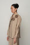 Women's Double Rose Embroidered Solid Color Shirt on the Front - 2