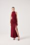 Turtleneck Slit Long Valentina Dress Burgundy