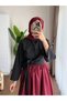 Women's Waist Tied Belted Shirt with Skirt - Black - 4