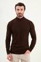 Striped Slim Fit Half Turtleneck Men's Knitwear Sweater Brown - 11568.25K