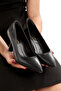 Silver Closed Stiletto 9 cm Thin Heel New Season Classic Women's Shoes - 3