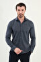 Striped Slim Fit Long Sleeve Lumberjack Wool Men's Shirt Navy Blue - 27099.25K