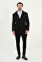 Straight Slim Fit Bag Pocket Wide Collar Wool Men's Coat Black - 21323.25K