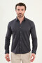 Striped Slim Fit Long Sleeve Lumberjack Wool Men's Shirt Navy Blue-Camel - 27099.25K