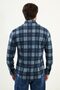 Plaid Slim Fit Long Sleeve Lumberjack Wool Men's Shirt Navy Blue - 27097.25K - 3