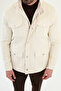 Striped Slim Fit Trench Coat with Pocket and Notched Lapel for Men in Ecru - 21327.25K - 2