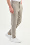 Striped Super Slim Fit Elastic Waist Drawstring Cotton Men's Trousers Beige - 38324.25K - 3