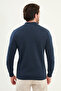 Gray Slim Fit Zippered Half Turtleneck Men's Knitwear Sweater Navy Blue - 11548.25K - 4