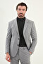 Gray Slim Fit Bag Pocket Mono Collar Wool Men's Suit - 45414.25K - 4